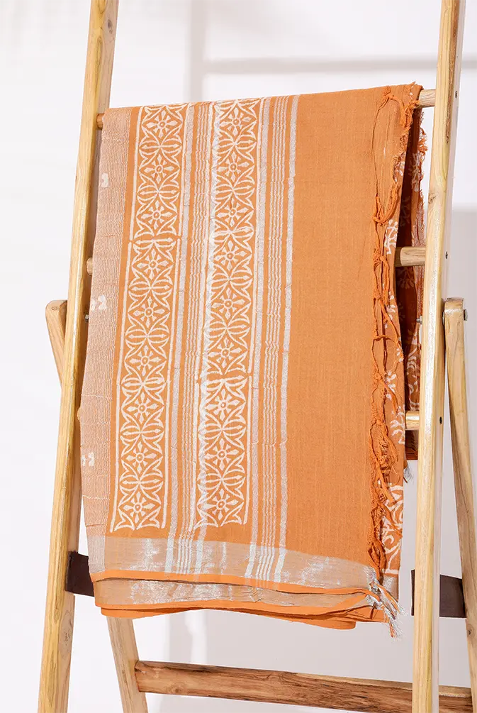 Brown Mustard Linen BP Saree