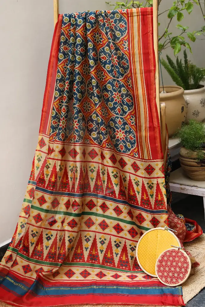 Patola Chanderi Silk by Cotton Saree