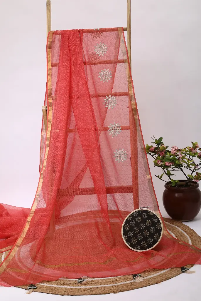 Atomic Red Kota Doria BP Concept Saree
