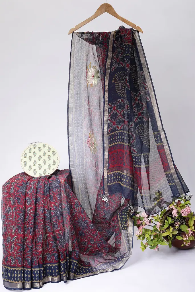 NigraBlue Kota Doria BP Concept Saree