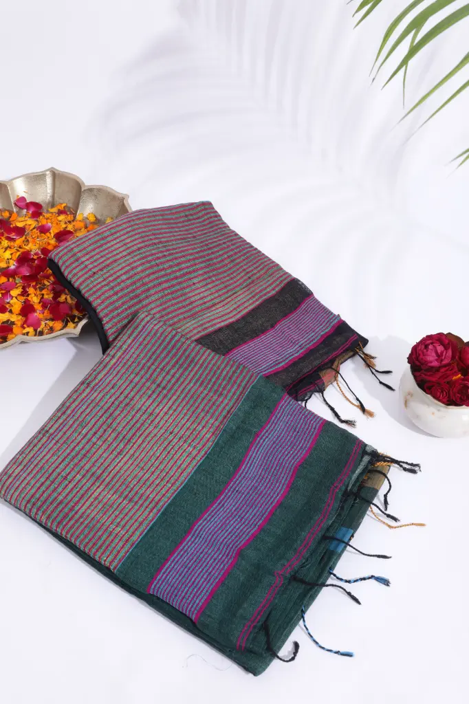 Ruhani Cotton Linen handwoven Sari