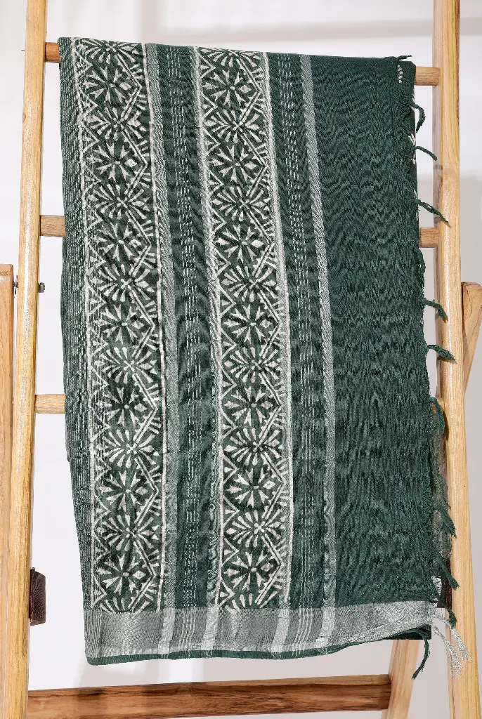 Leafy Green Linen BP Saree