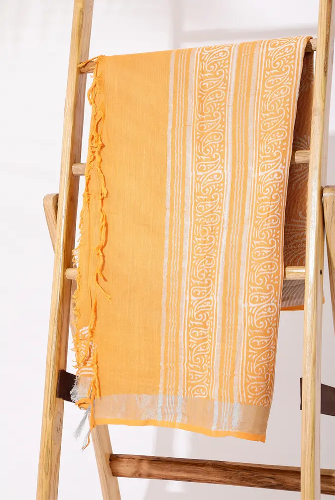 Yellow Mustard linen BP Saree