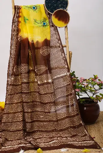 [SKU - CSCBPSARI 55] Peacock Chanderi Silk Concept Saree