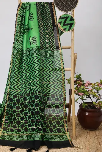 [SKU - CSCBPSARI 53] Emerald Chanderi Silk Concept Saree