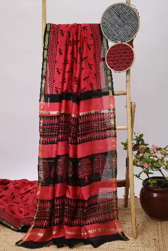 [SKU - CSBPSARI 61] Blush Pink Chanderi Silk by Cotton Saree