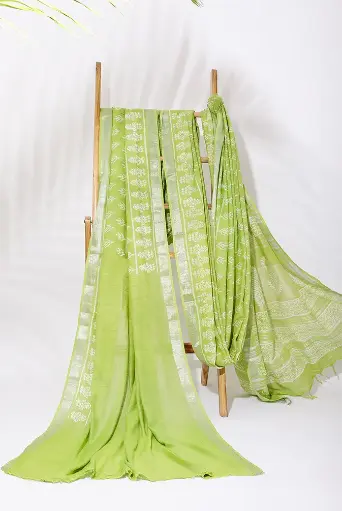 [SKU - LBPSARI 14] Light Green Pure Linen BP Saree