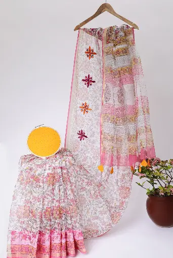 [SKU - KBPCSARI 19] Pink Kota Doria BP Concept Saree