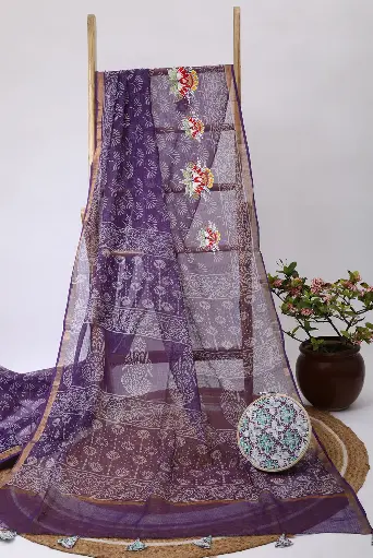 [SKU - KBPCSARI 21] Lavender Kota Doria BP Concept Saree