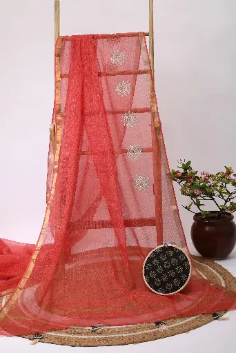 [SKU - KBPCSARI 23] Atomic Red Kota Doria BP Concept Saree
