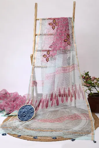 [SKU - KBPCSARI 27] Primrose Kota Doria BP Concept Saree
