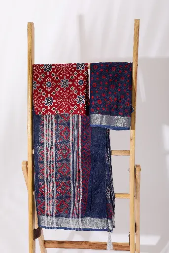 [SKU - LBPSARI 05] Blue Orchid Linen Bp Saree