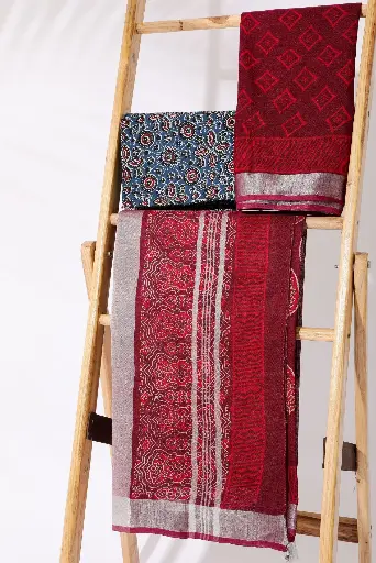 [SKU - LBPSARI 06] Maroon Linen BP Concept Saree