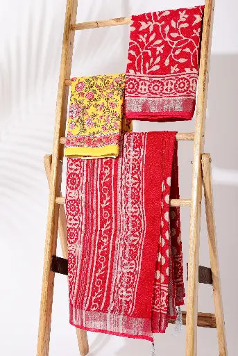 [SKU - LBPCSARI 07] Red Linen BP Concept Saree