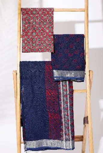 [SKU - LBPSARI 08] Blue Boy Cotton Linen BP Saree