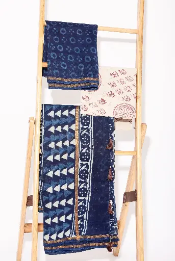 [SKU - ICSBPCSARI 47] IndigoChand Silk SapphireMist Con Sari
