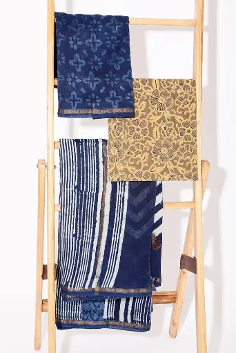 [SKU - ICSBPCSARI 48] IndigoChanderi Silk IndigioMuse Con Sari