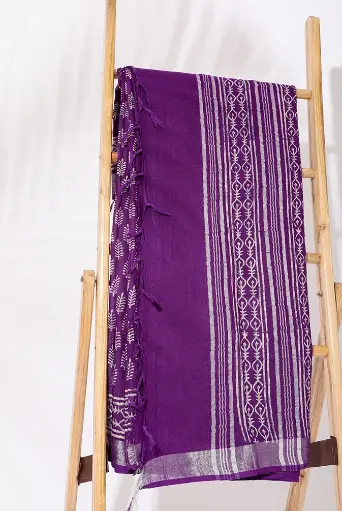 [SKU - LBPSARI 09] Purple cotton Linen BP Saree